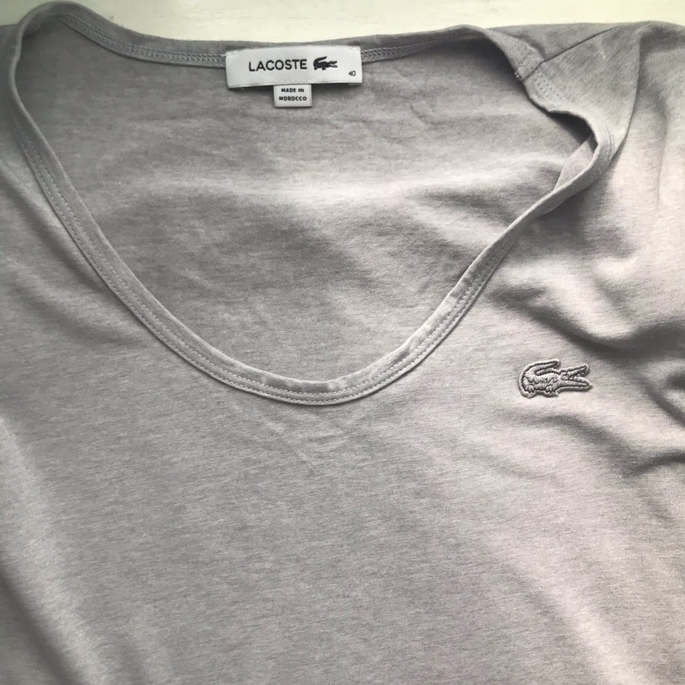 Grey Lacoste Breathable Scoop Neck Top
